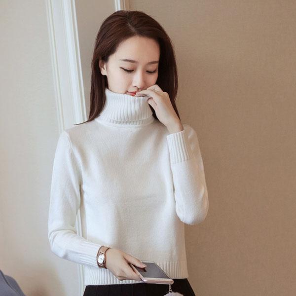 Autumn and Winter Turtleneck Warmth Thick Ultra-short Sweater Women's Pullover High-waist Loose Base Sweater