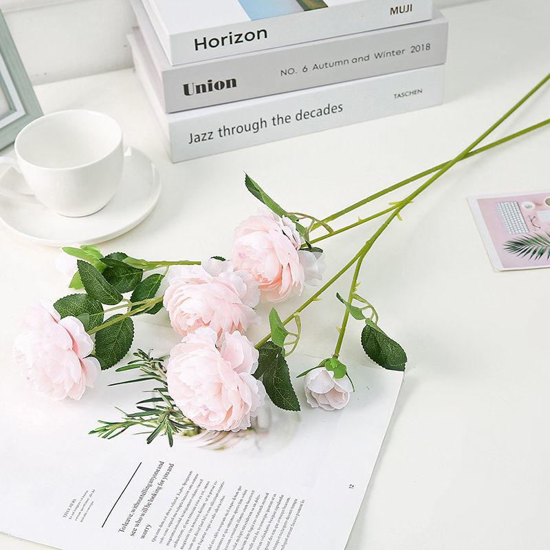 Simulation Peony Rose Bouquet Wedding Home Living Room Decoration Tea Table Fake Flower Silk Flower Flower Arrangement