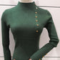 Long-sleeved Casual Bottoming Sweater Women's Spring and Autumn Thin Slim Half Turtleneck Buttoned Sweater Short Style Top