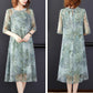 Women's Mid-length Dress Clothing Large Size Loose Chiffon Round Neck Short Sleeve Printing