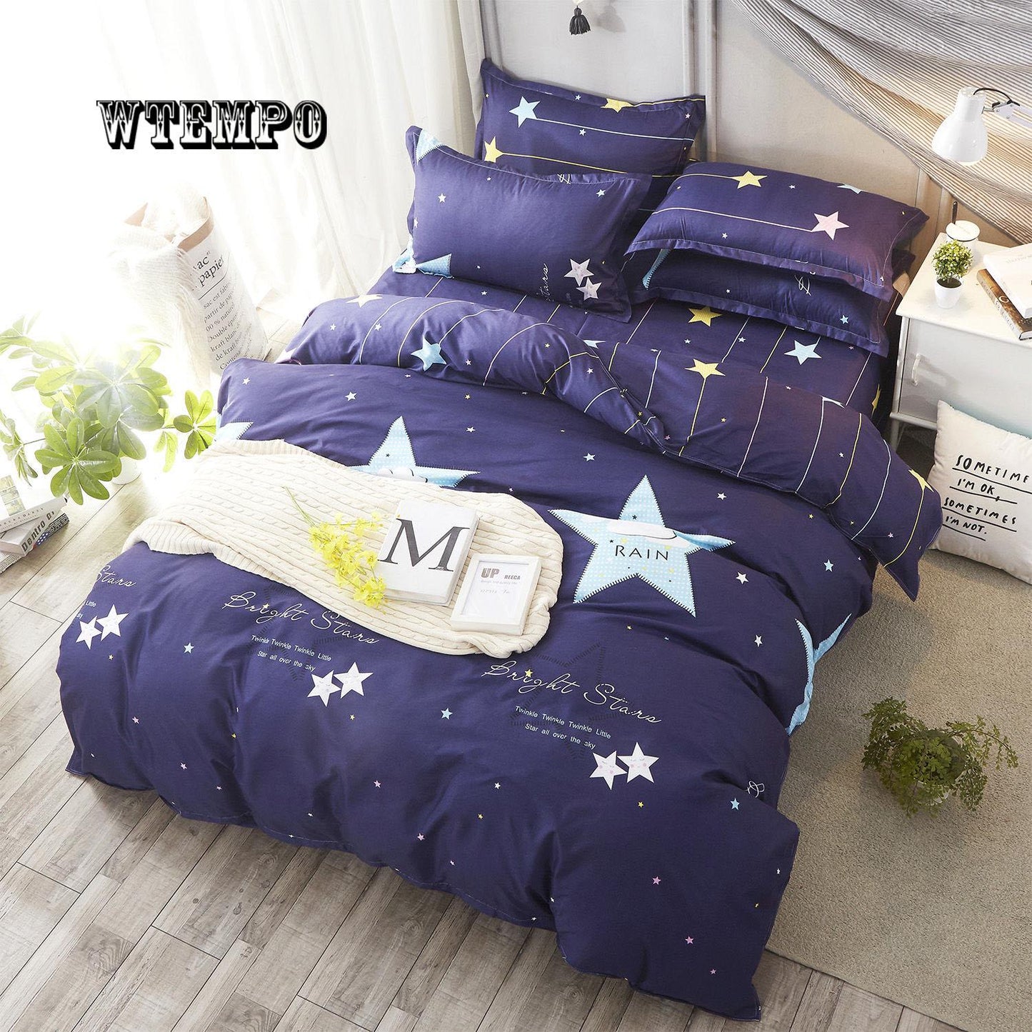 Home Textile Bedding 4pcs Set of Skin-friendly Bed Linen Quilt Cute Animal Bedclothes