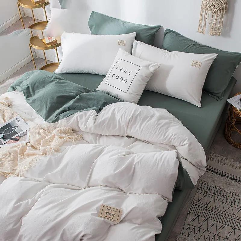 Modern Simple Pure Cotton Bedding Set Solid Color Four-piece Single Double Bed