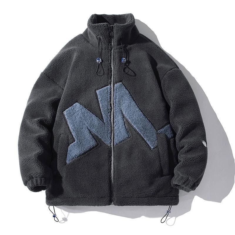Lamb Wool Cotton Jacket Men's Korean Loose Thick Padded Jacket Lamb Wool Cotton Jacket