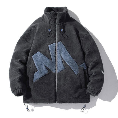 Lamb Wool Cotton Jacket Men's Korean Loose Thick Padded Jacket Lamb Wool Cotton Jacket