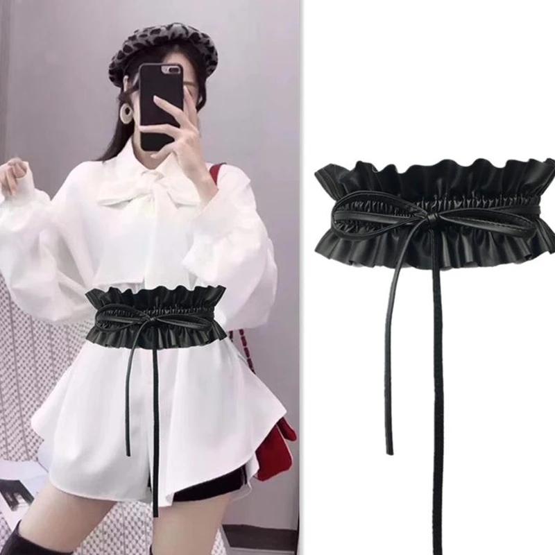 Women's Wide-waisted Skirt with Elastic Elastic Waistband Decorative Waistband Fringed Bandage Waist Durable Dancing Belt Dress Belt