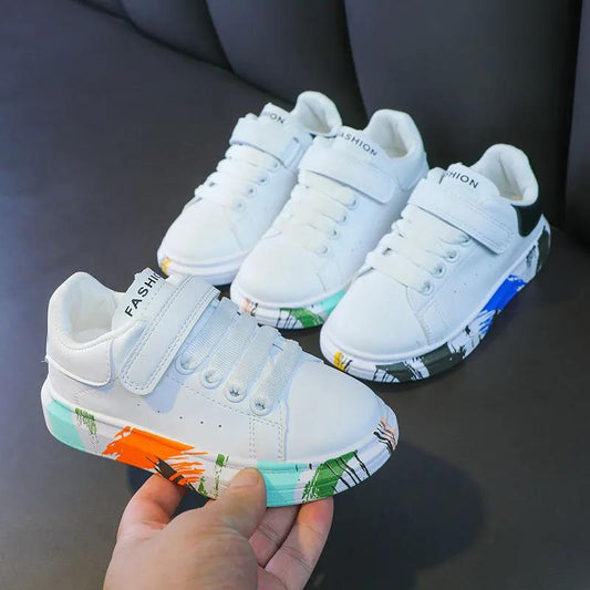 3-12 Children's Board Shoes Leather Baby Sports Shoes Spring and Autumn Girls Low-top Casual Shoes Boys Waterproof Single Shoes