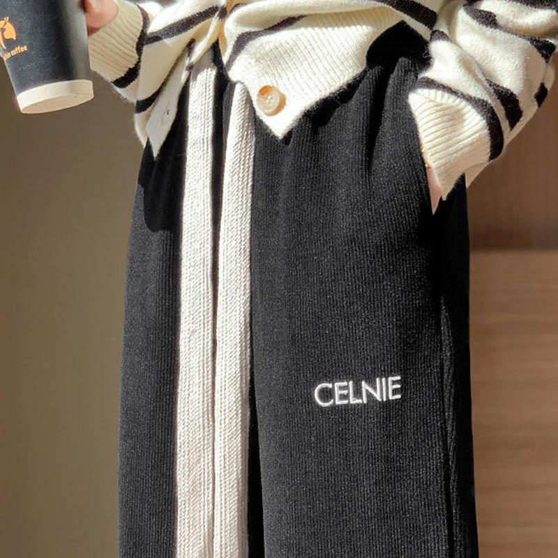 Fleece Pants Women's Wild Trend Loose Autumn and Winter High Waist Wide-leg Pants Plus Fleece Thick Straight-leg Casual Pants