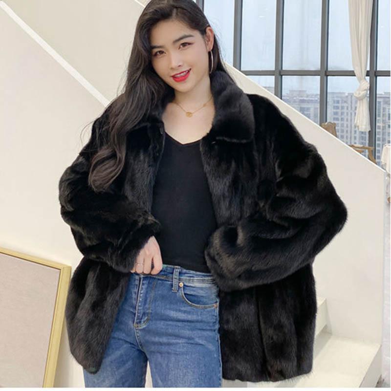 WTEMPO Winter Fur Coat Women Thickened Imitation Rabbit Fur Short Loose Mink Fluffy Coat