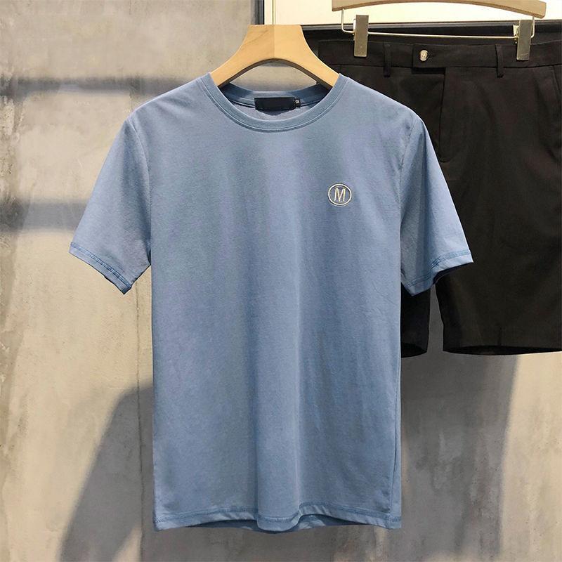 Letter Embroidery Short-sleeved Men's Round Neck Casual All-match Thin T-shirt