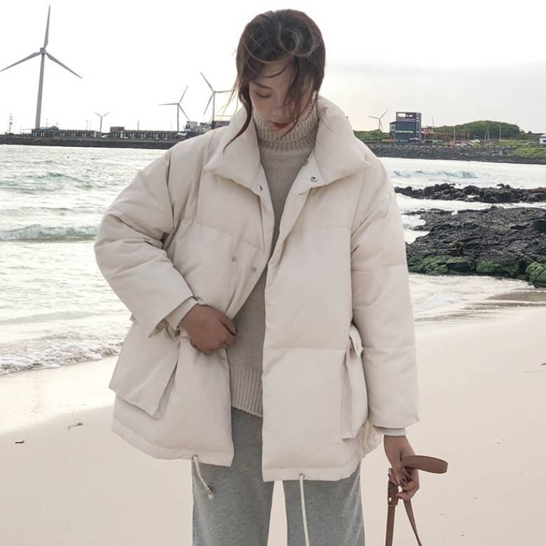 Ins Style Cotton-padded Jacket Women's Winter Clothes Thickened Warm Bread Clothing Mid-length Student Cotton-padded Clothing