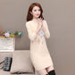 Autumn and Winter Mid-length Snowflake Sweater Half High Neck Thick Sweater Women Round Neck Long Sleeve Bottoming Shirt