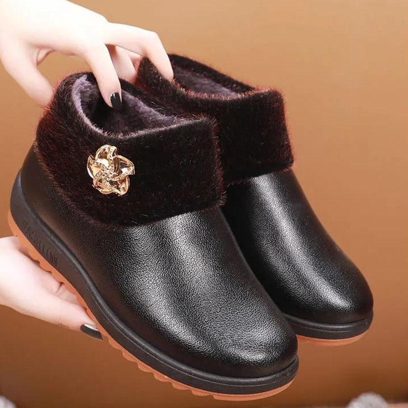 Winter Women's Cotton Shoes Warm Flat-soled Comfortable Shoes Thick-soled Waterproof Non-slip Shoes