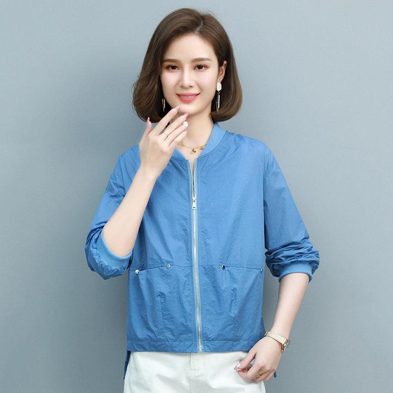 Printed Solid Color Sun Protection Clothing Women's Long-sleeved Light Women's Short Jacket Casual All-match Summer Sun Protection Shirt