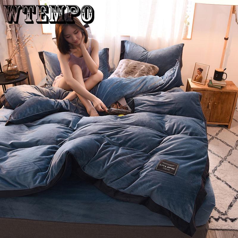 Cartoon Sanding Velvet Coral Fleece Boy Girl Four-piece Home Textile Christmas Gifts