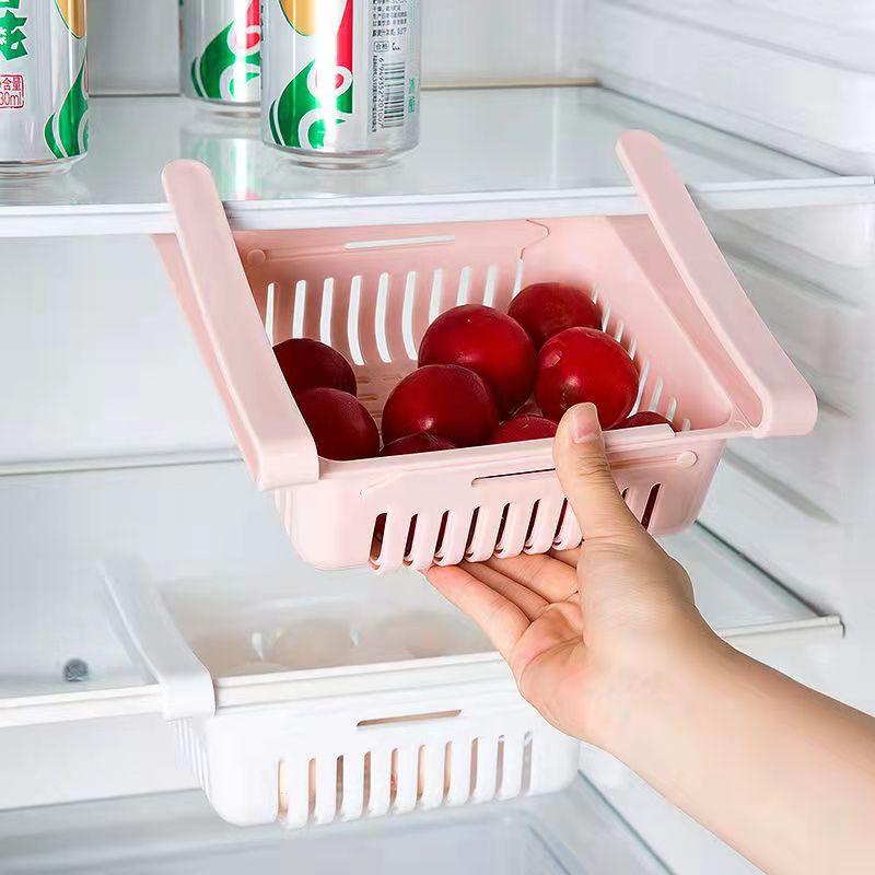 4Pcs Refrigerator Storage Basket Box Fresh-keeping Retractable Egg Storage Basket Drawer Pull-out Multifunctional Fruit Basket Hanging Artifact