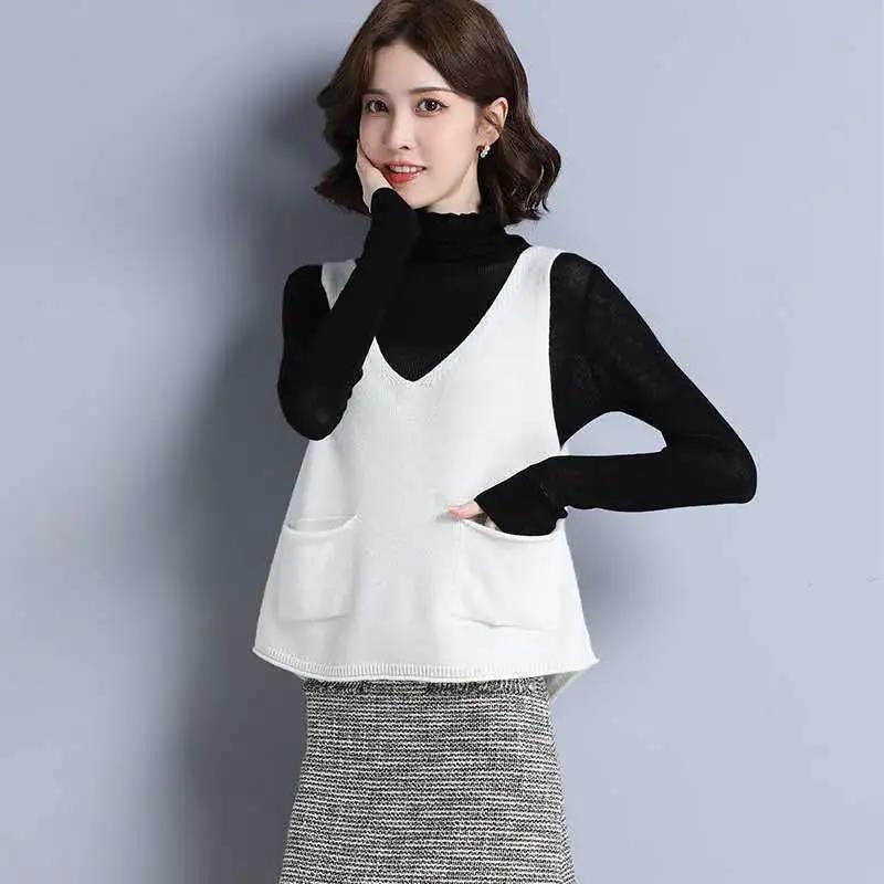 Women's Autumn and Winter Sweater Vest Vest Loose Large Size Short Sleeveless Sweater Outer Wear Vest Women