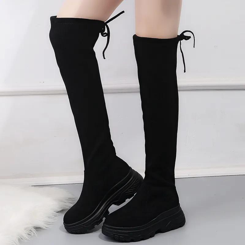 Women's Winter Plush Velvet Over-the-knee Boots Women's High-top Shoes Thick-soled High-tube Boots Women's Elastic Boots Winter Shoes
