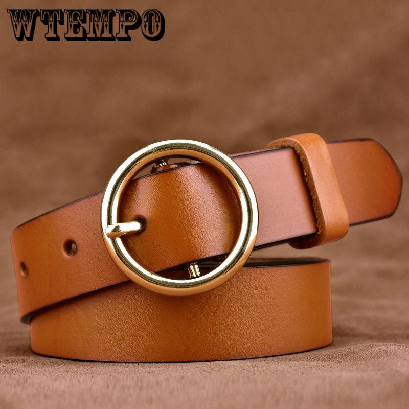 Leather Belts for Women Jeans Strap Vintage Metal Pin Buckle Fashion Style Trouser Cummerbunds