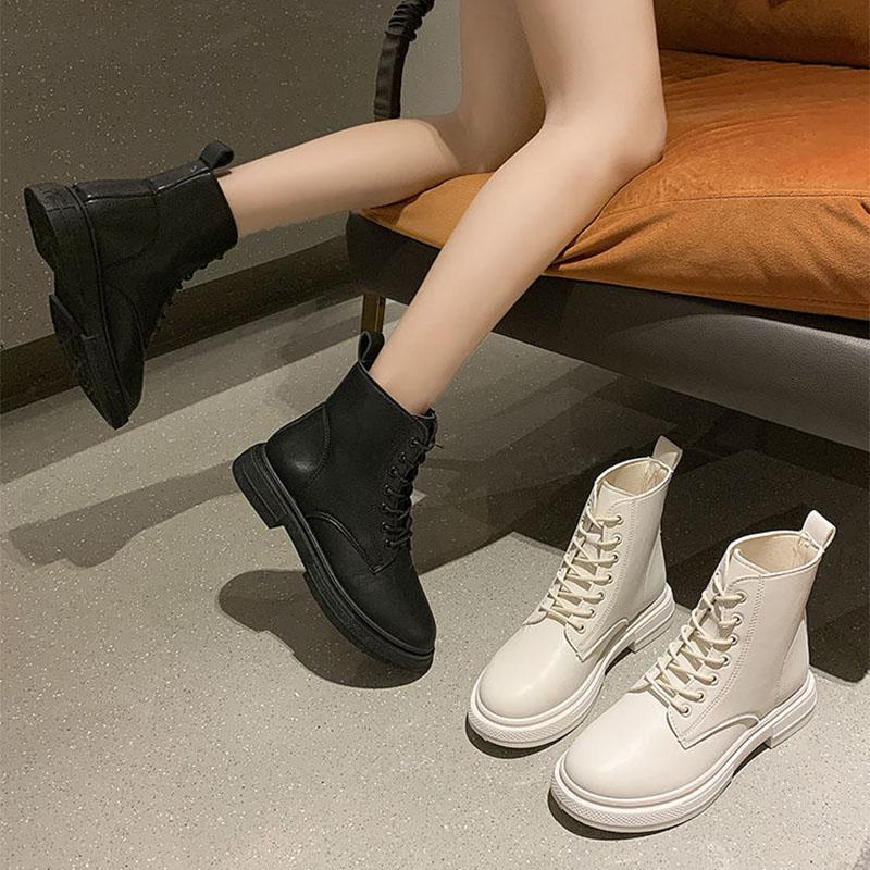Martin Boots Female British Style 2021 Spring and Autumn New Lace-up All-match Single Boots Retro Flat-bottomed Motorcycle Short Boots