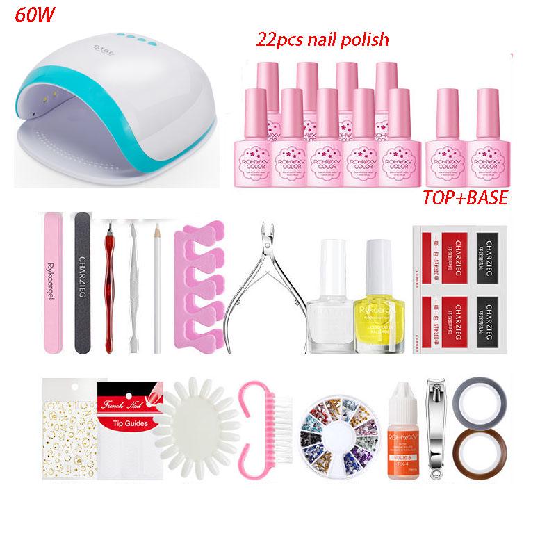 60W UV LED Lamp Dryer set Nail Gel Polish Kit Manicure Set Gel Nail Polish Nail art Tools Nail Set