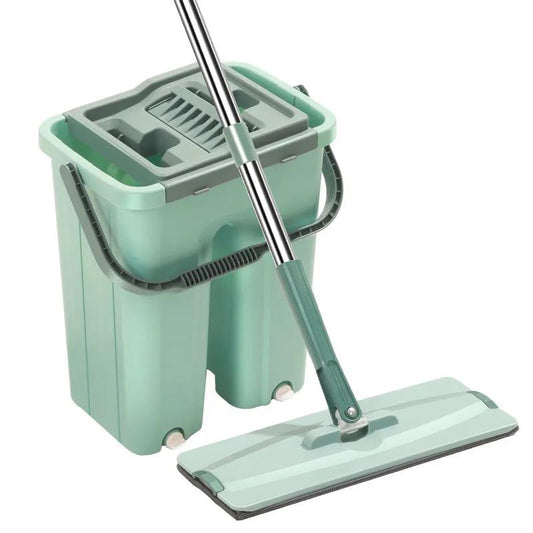Floor Mop Bucket Hand Free Household Automatic Flat Floor Mop Kitchen Home Wooden Floor Cleaning Microfiber Pads