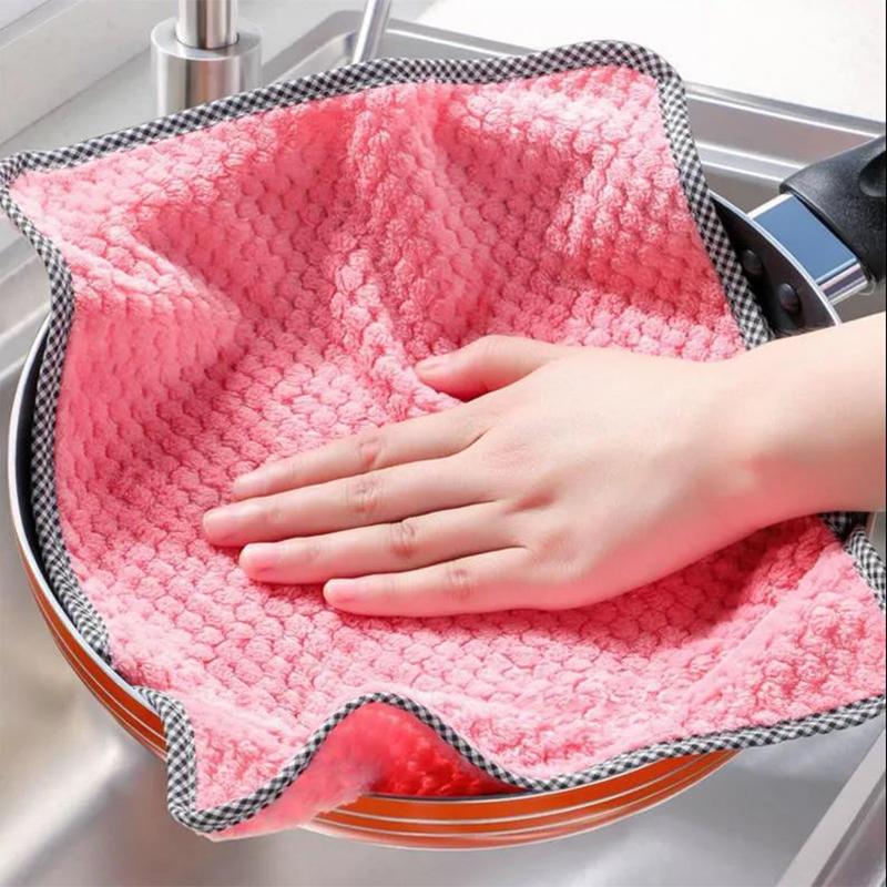 Kitchen Daily Dish Towel Dish Cloth Kitchen Rag Non-stick Oil Thickened Table Cleaning Cloth Absorbent Scouring Pad