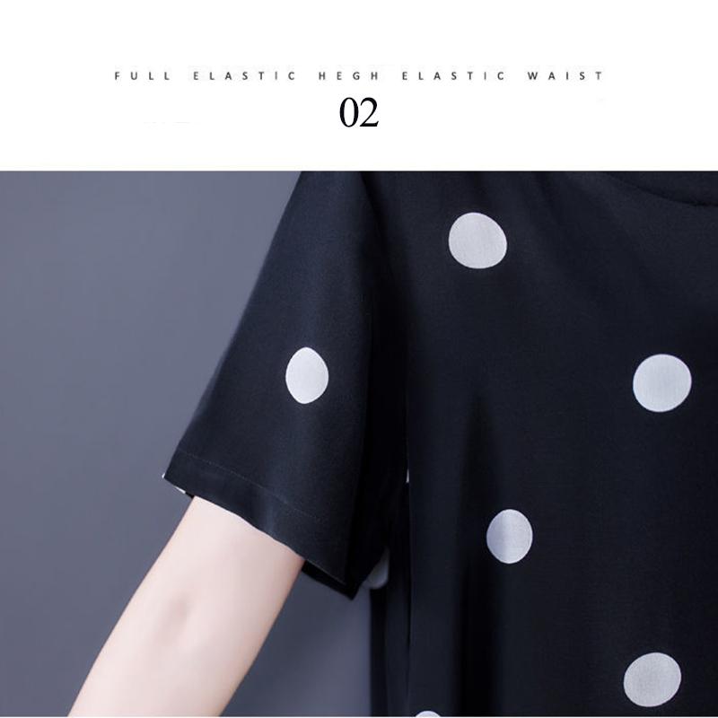 Polka Dot Dress Large Size Women's Short  Sleeve Round Neck Calf Length Daily Homewear