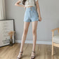Fashion All-match Super High Waist Stretch Jeans Women Summer Loose High Waist Thin A-line Shorts