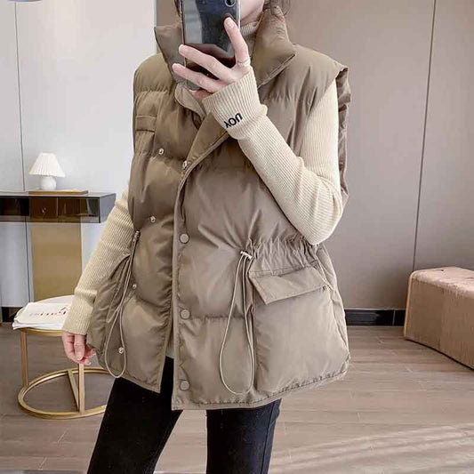 Cold-proof Vest Women's Down Cotton Short Autumn and Winter Outer Wear Waist Thick Coat