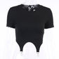 Summer Navel Short-sleeved T-shirt Female Street Metal Tooling Design Personality Top Sexy Tight T-shirt