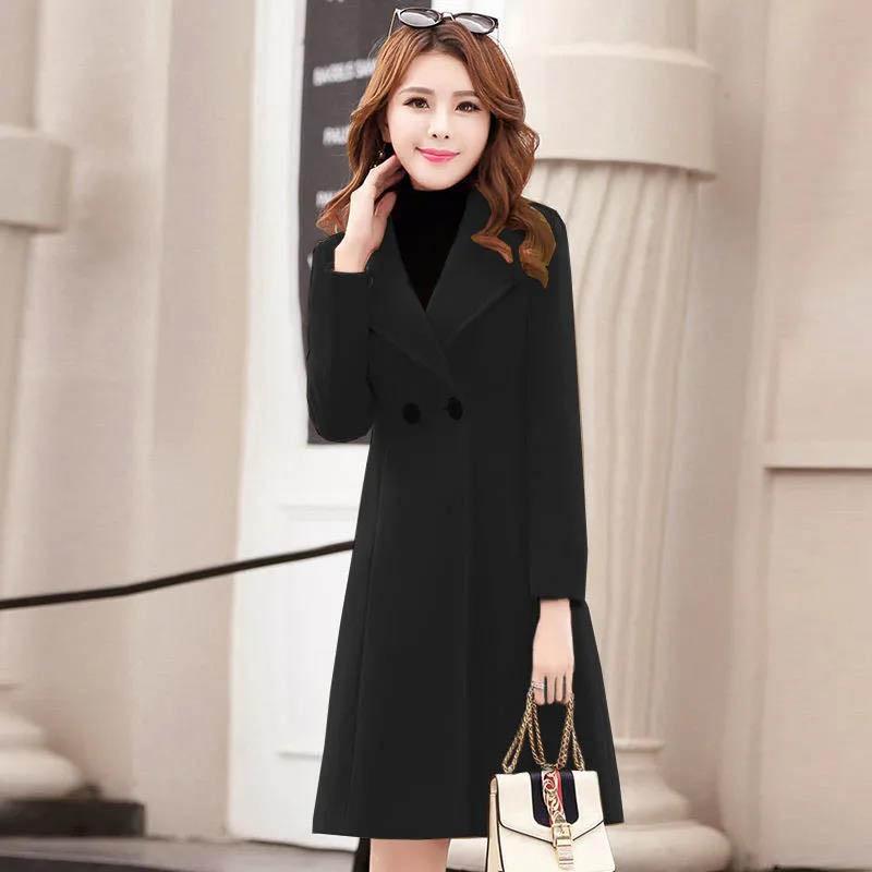 Long Phoenix Woolen Coat Women's Mid-length Korean Style Autumn and Winter Slim Woolen Coat