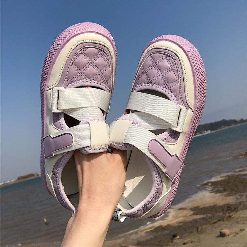 Sakura Purple Sneakers Women Spring and Summer Velcro Thick Bottom Niche Big Head Shoes Women Casual Sports Shoes
