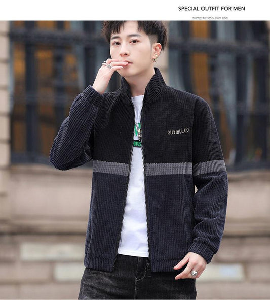 Men's Jacket Trend Autumn and Winter Handsome Baseball Uniform Youth Casual Stitching Jacket