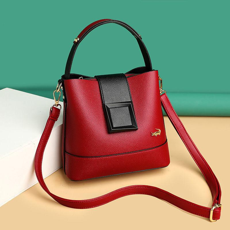 Crocodile Bucket Bag Female Trend Fashion Soft Leather Shoulder Messenger Bag Wild Large-capacity Handbag
