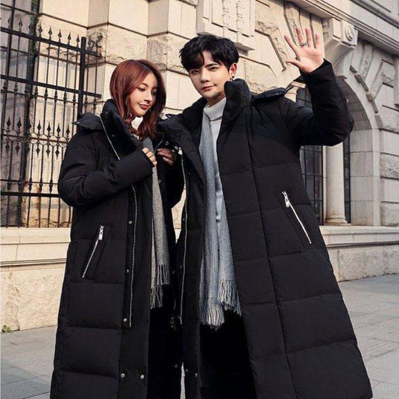 Winter Down Jacket Fashion Slim Fit Hooded Cotton Jacket Couple Super Long Plus Size Thick Coat for Women