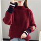 Autumn and Winter Mohair Knitted Sweater Loose Half High Neck Casual Bottoming Shirt Fashion Simple Women's Sweater