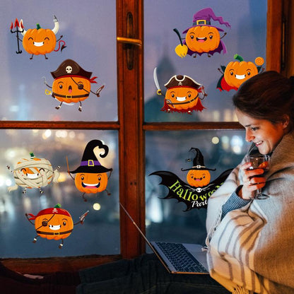 Glass door window stickers Halloween pumpkin lamp wall stickers