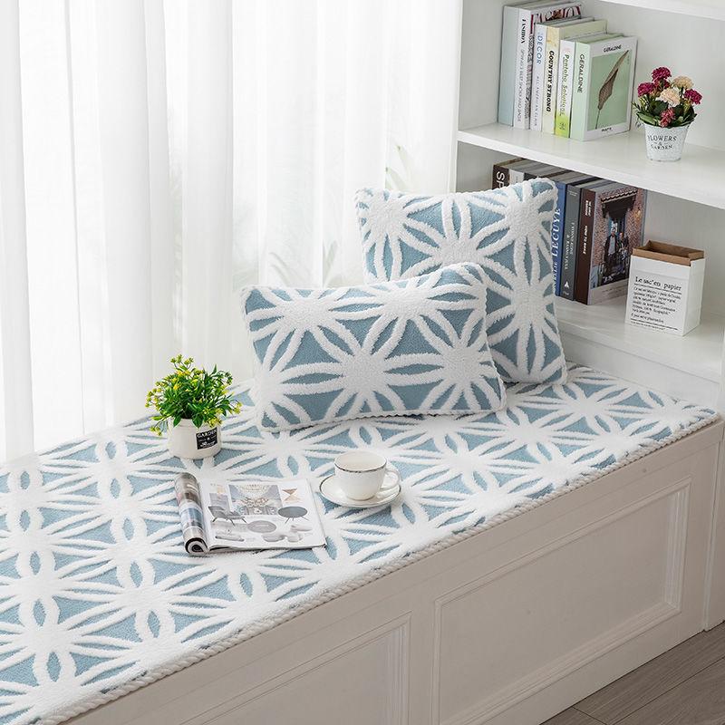 Printed Bay Window Cushion Non-Slip Crystal Velvet Window Sill Pad Bay Window Pad Tatami Mats Sofa Cushion Used for Indoor Outdoor