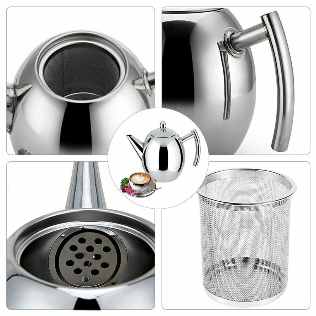 New 1500ml Stainless Steel Teapot Coffee Pot with Strainer For Home Hotel Cafe