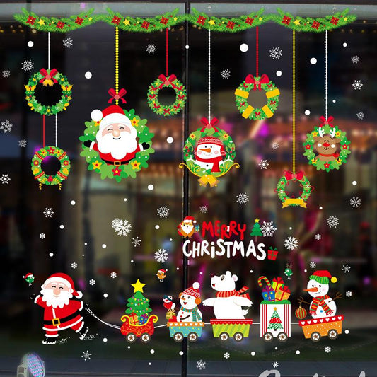 Christmas wreath window decoration storefront glass door seamless wall sticker