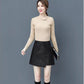 Women's Leather Skirt Black Autumn  Winter High Waist Package Hip Skirt Irregular A-line Bodycon Skirt