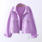Candy-colored Denim Jacket Women's Short 2021 Spring and Autumn Loose Diamond-studded Student Jacket
