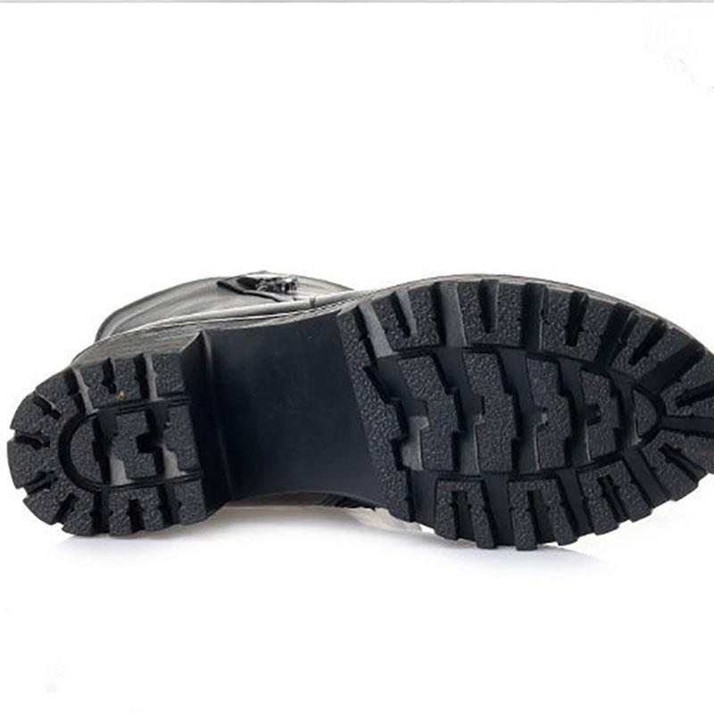 Winter Non-slip Cotton Boots Women's Mid heel Warm Martin Boots Plus Velvet Padded Shoes Thick soled Leather Shoes