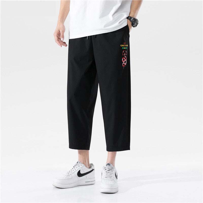 Summer Pants Men's Loose Sports Eight-point Casual Pants Printing Tide Brand Thin Pants
