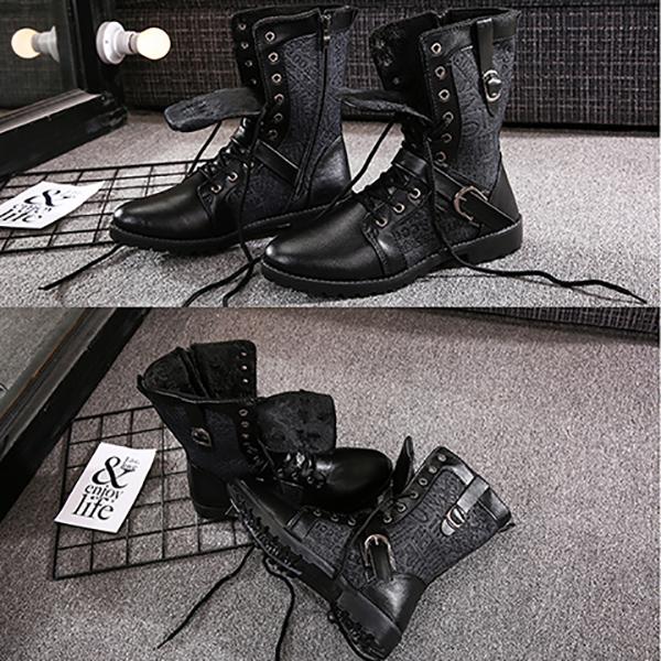 Fall Men's High Top Martin Leather Boots Teen Fashion Inner Height Increase Boots Korean Style Trendy Men's Military Boots