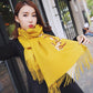 Winter Solid Color Imitation Cashmere Embroidered Scarf Mid-length Ladies Ethnic Style Tassel Shawl Warm Scarf Fabric Soft
