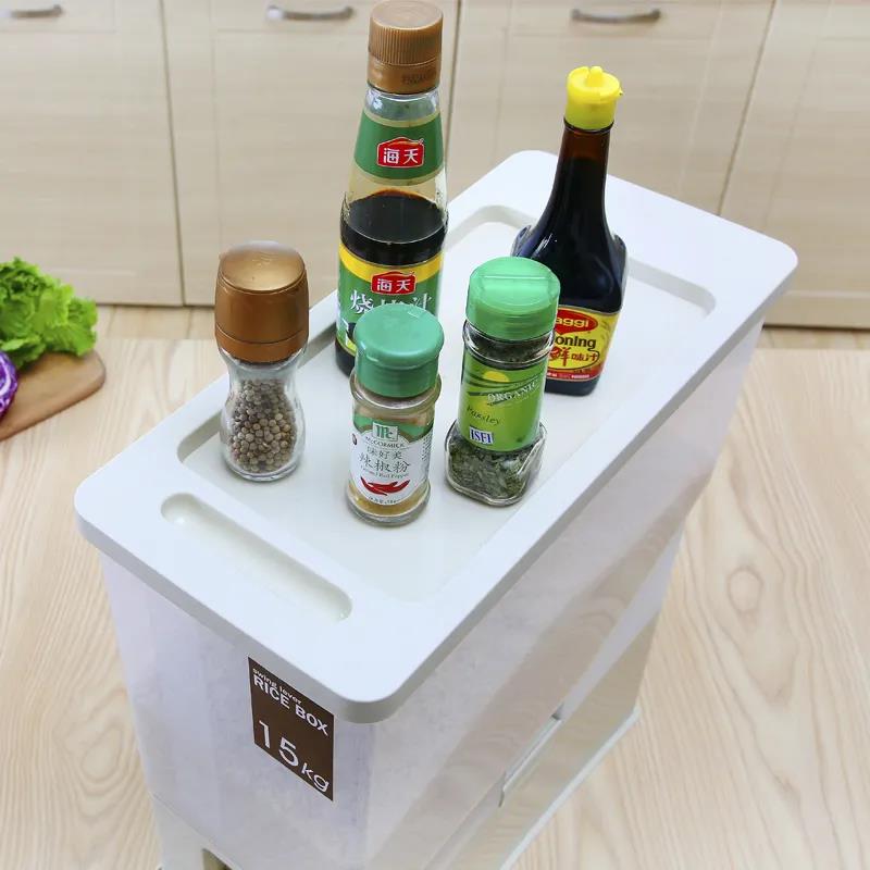 Measuring Rice Bucket Anti-proof Moisture Seal Rice Barrel Home Reservoir Box Bucket Plastic Kitchen Mass Storage Box