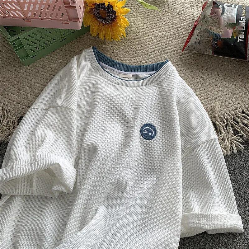 Women Round Collar Summer Cartoon Embroidery Loose Short Sleeve Casual Simple All-match T-Shirt