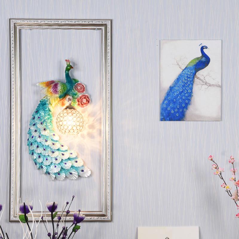 Luxury Peacock Crystal LED Wall Light Living Room Bedroom Bedside Wall Lamp Aisle Staircase Lights