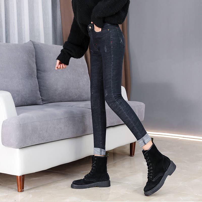 Women Casual High Denim Jeans High Waist Skinny Female Pencil Pant Stretch Elastic Trouser Plus Size